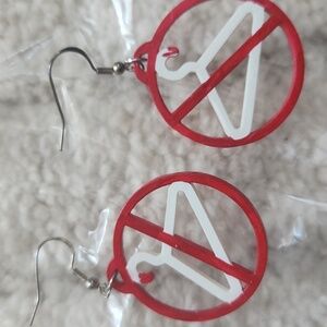 Coat Hanger No Circle Dangle Cross Earrings Political Pro Rights Feminism